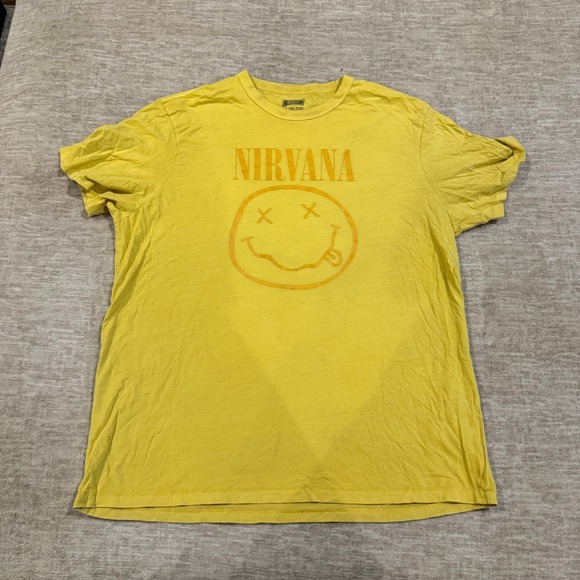 Nirvana Smiley Face Graphic‎ T-Shirt Band Tee Yellow XLTailgate - Picture 1 of 5